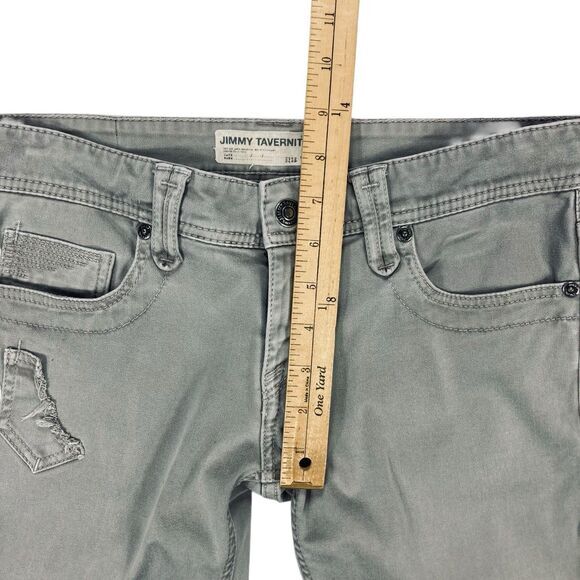 Jimmy Taverniti Jeans Womens Size 26 Gray Distressed Stretchy Retro Ankle Zip - Picture 12 of 16